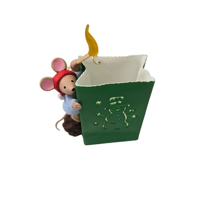 1997 Hallmark Keepsake Light Up Christmas Tree Ornament CHRIS MOUSE LUMINARIA