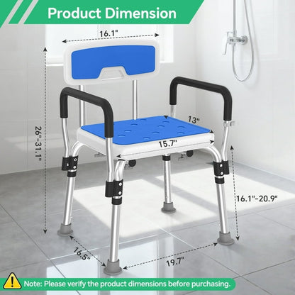 Shower Chair Shower Stool for Inside Shower with Removable Armrests