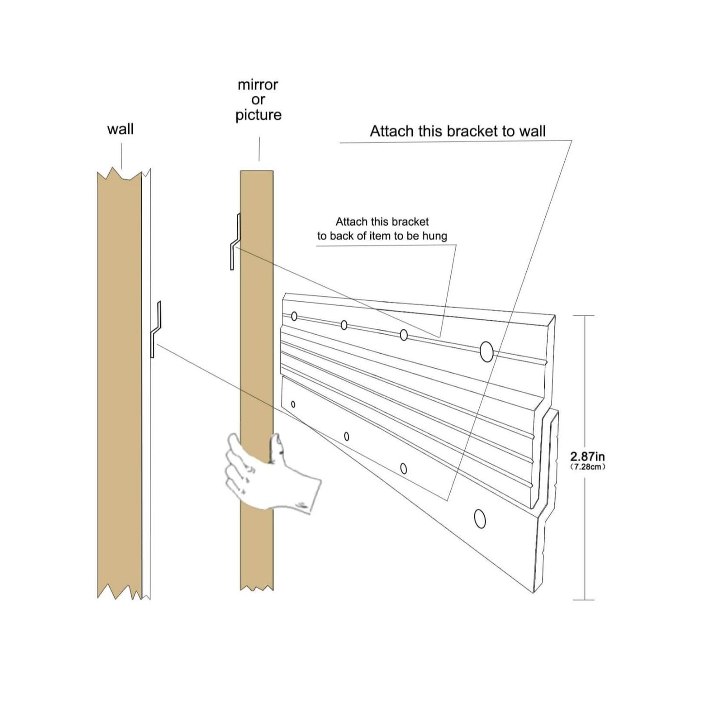 French Cleat 30 inch 2 Pairs Aluminum Mounting Brackets Hanging Fixtures