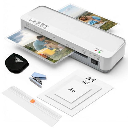 Laminator Machine, A4 Laminators Hot & Cold w/ 15 Laminating Sheets and Trimmer