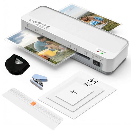 Laminator Machine, A4 Laminators Hot & Cold w/ 15 Laminating Sheets and Trimmer