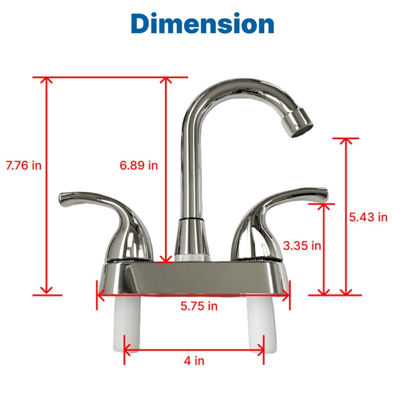RV Camper Bathroom Faucet 4 Inch 2 Handle Centerset Fit 2 or 3 Holes 360 Swivel
