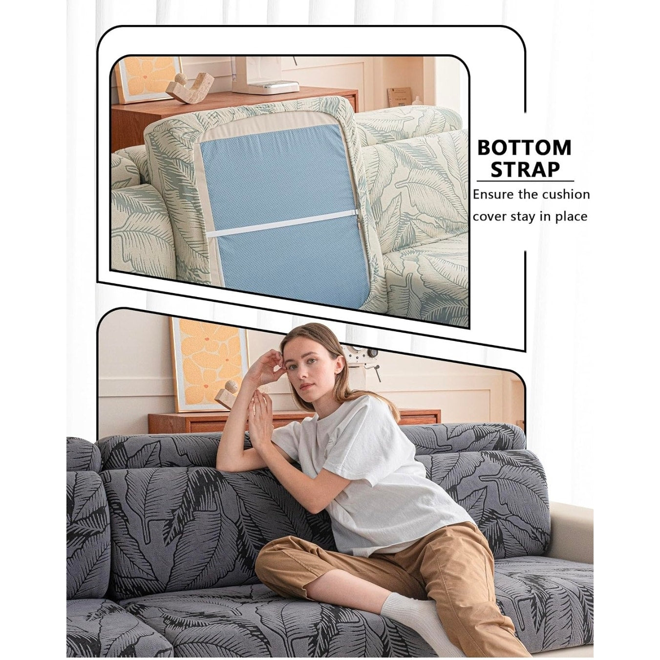 Set of 2 Sofa Cushion Cover Washable Couch Covers Sofa Protector Slipcovers