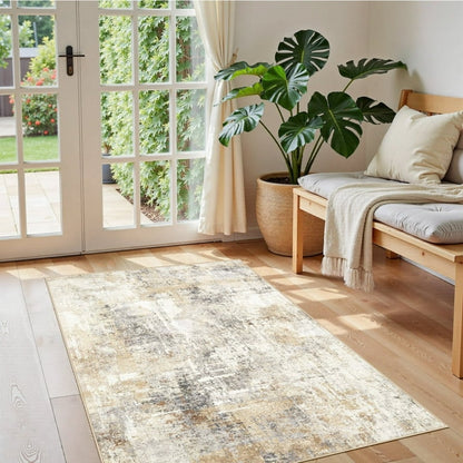 3'x5' Modern Abstract Small Area Rug Non-Slip Beige colors