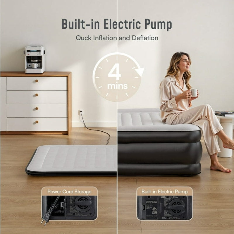 Airefina 20" King Size Air Mattress with Built-in Pump, Quick Self-Inflation/Deflation in 3 Mins