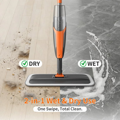 Spray Mop for Multi-Surface Heavy-Duty Cleaning with Washable Microfiber Pads