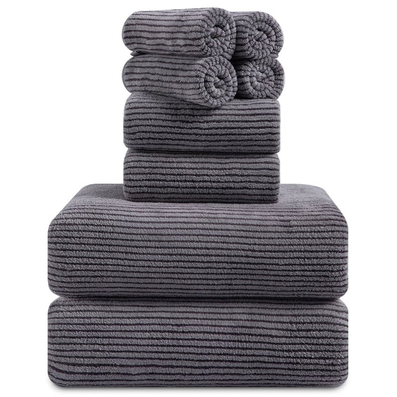 Dark Gray 8 Piece Oversized Microfiber Extra Large Bath Towel Set Bath Sheet