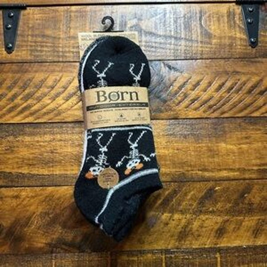 BORN Outdoor No Show Halloween Wool Blend Socks 4 Pairs Skeleton Skull