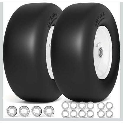 New 13x5.00-6 Flat Free Lawn Mower Tire Set of TWO Tires / Wheels