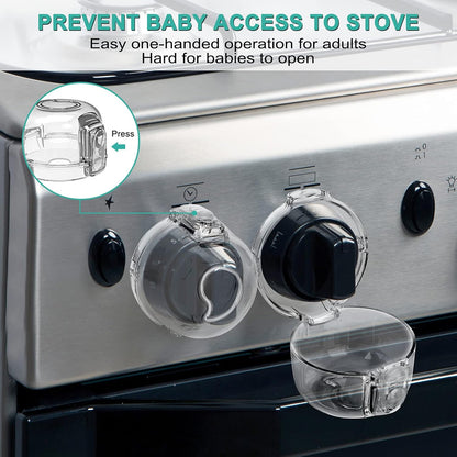 5 Stove Knob Covers for Child Safety 1 Oven Lock Mom's Choice Gold Awards Winner