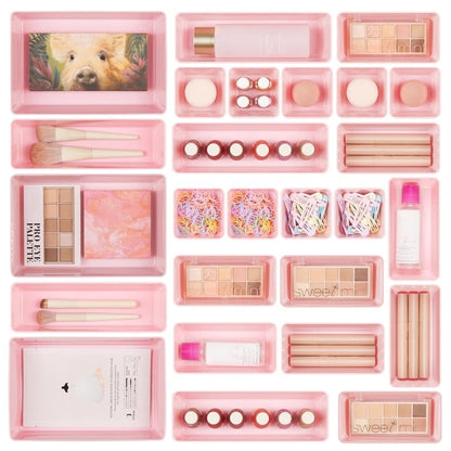 26 PCS Drawer Organizers，Pink Plastic
