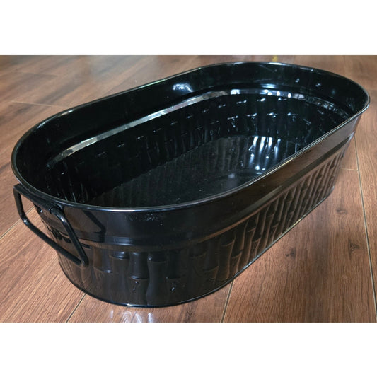 New Black Metal Galvanized Planters Set of 2
