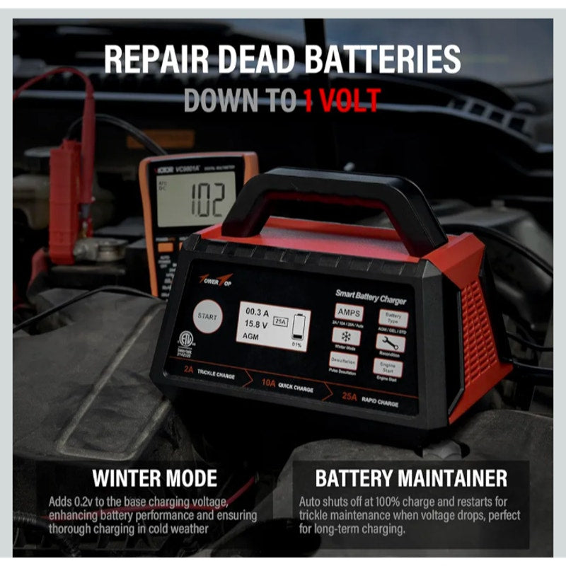 2/10/25 Amp 12V Smart Car Battery Charger