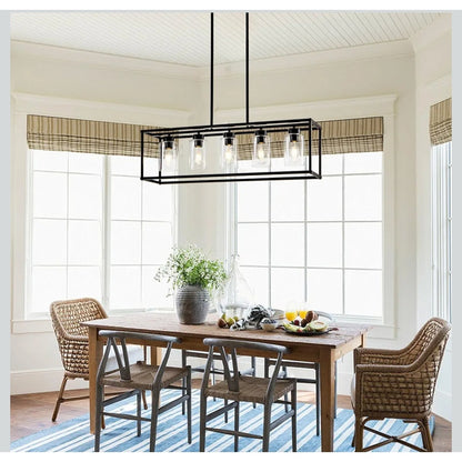 New 5 Light Fixture Matte Black Chandelier Pendant Lighting Adjustable Height