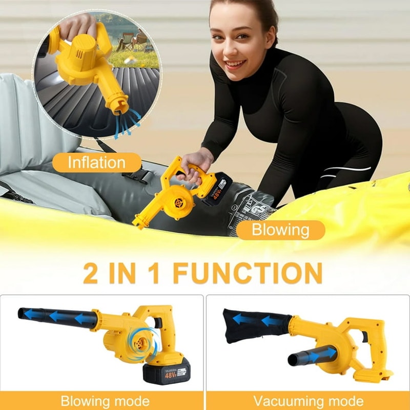21V Cordless Leaf Blower, Lightweight Electric Mini Air Blower with two 2.0Ah batteries