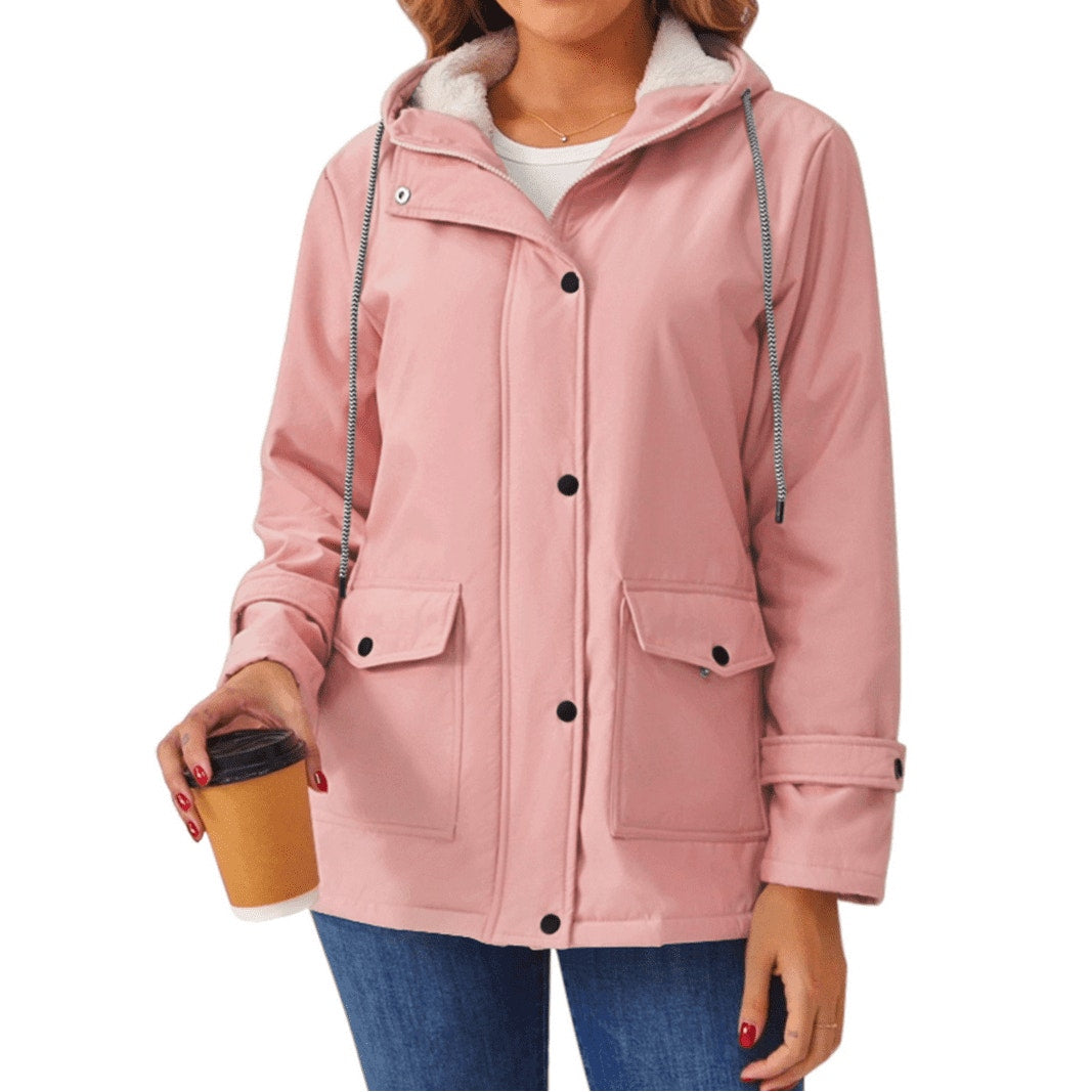 Women's Pink Winter Fleece Sherpa Coat Size L Large