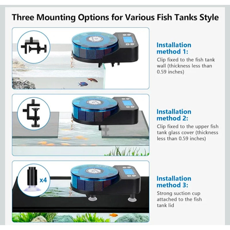 Fishkeeper Automatic Fish Feeder for Aquarium, Rechargeable Auto Dispenser