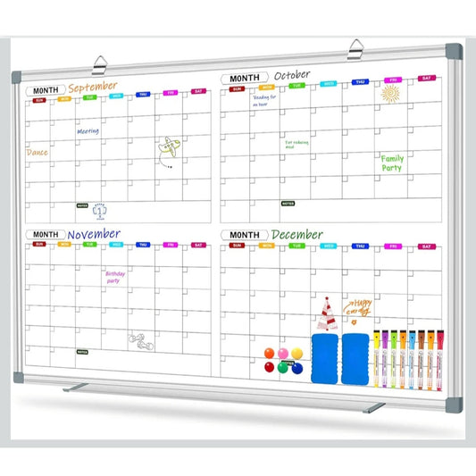 New Magnetic 4 Month Calendar Whiteboard 36" x 24" Dry Erase Board