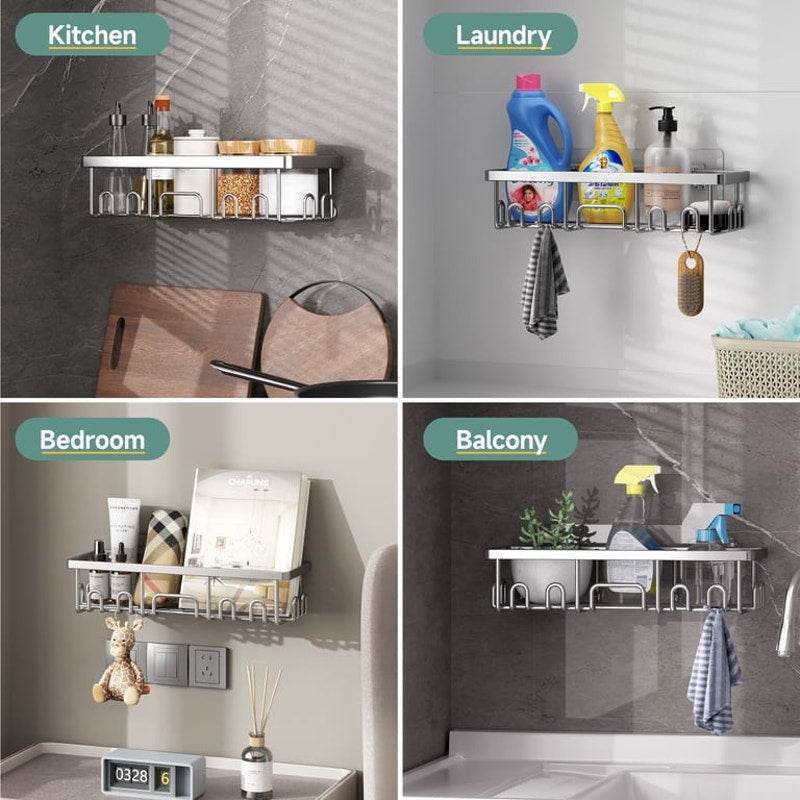 Shower Caddy 6 Count, Large Capacity Bathroom Organizers & Storage Satin Nickel