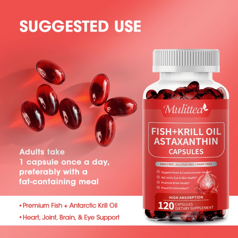 Astaxanthin Fish Oil w/ Krill Oil 120 Softgels EPA DHA