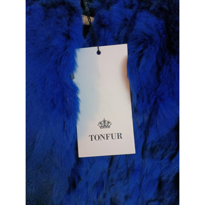 Brand New Women's Blue Natural Rabbit Fur Hooded Jacket Coat Size XL