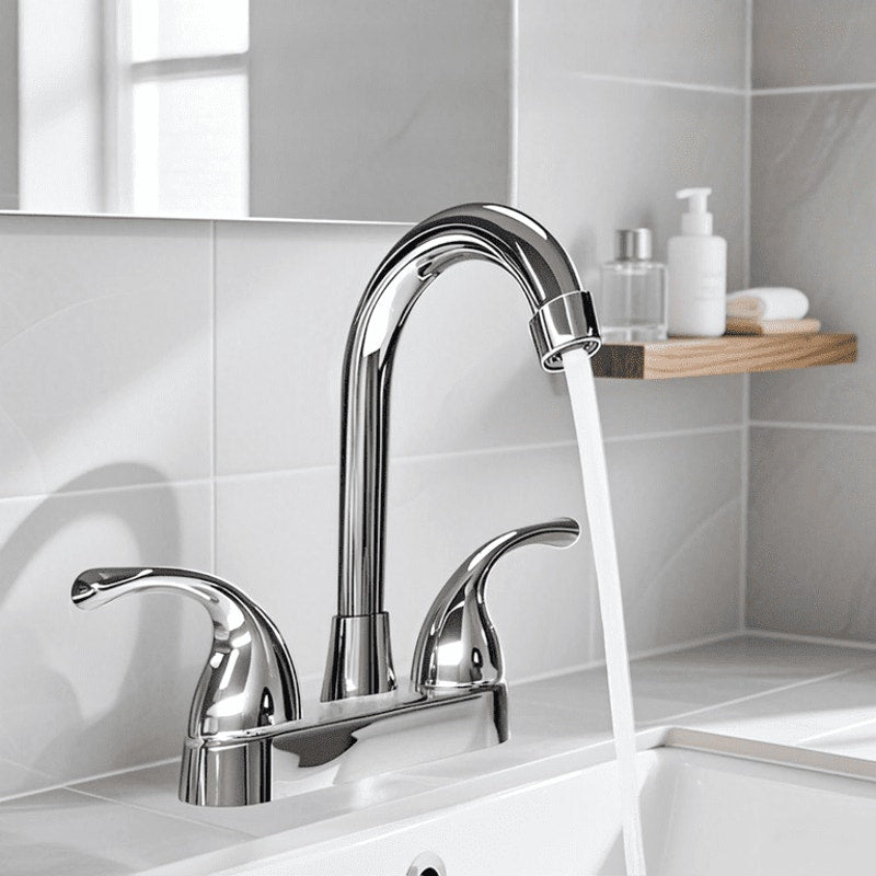 RV Camper Bathroom Faucet 4 Inch 2 Handle Centerset Fit 2 or 3 Holes 360 Swivel