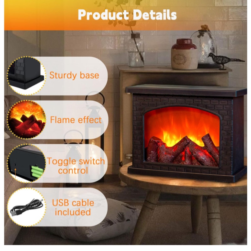 Fire Lamp Battery Operated Portable Fireplace Indoor Outdoor Christmas
