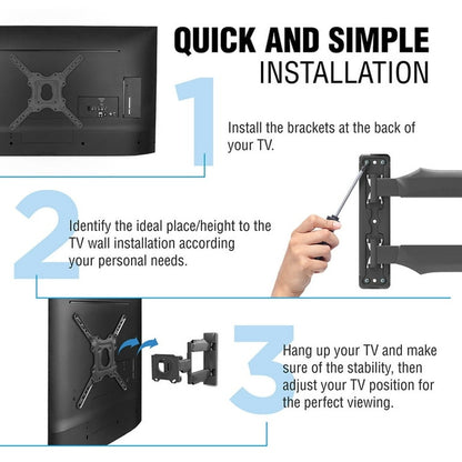 Full Motion TV Wall Mount Bracket for 26–75 in TVs, Tilt and Swivel