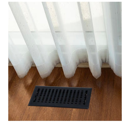 Floor Register 4" x 10", Black Steel Vent Cover