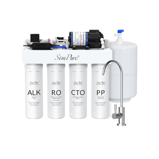 Alkaline Reverse Osmosis 8 Stage Under Sink RO Water Filtration System w/ Tank Build in Pump