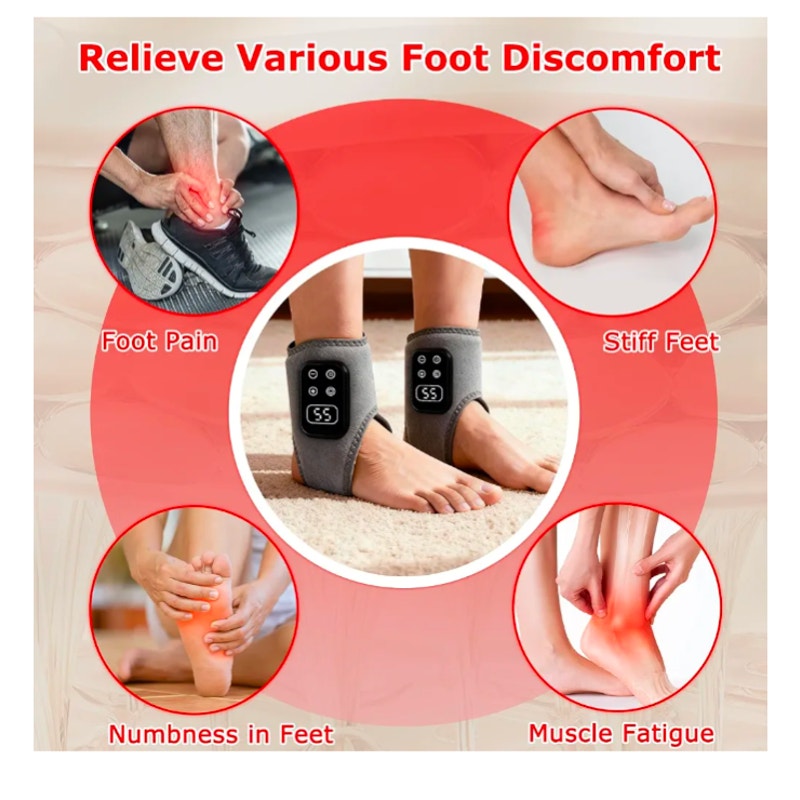 Upgraded 3-in-1 Foot and Ankle Massager - 5 Vibration Modes and 5 Heating Levels