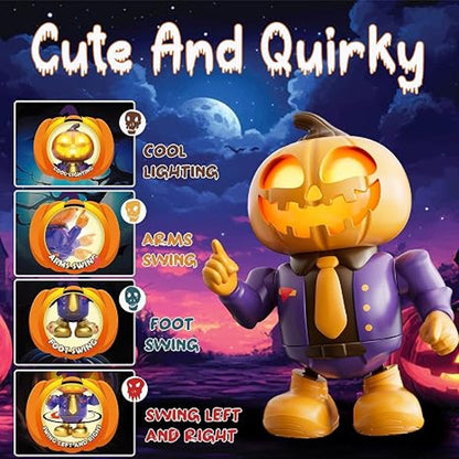 Halloween Pumpkin Dancing Robot Plays Spooky Music and Lights Up Eyes