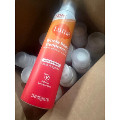 3 Pack Lume Whole Body Deodorant Clean Tangerine Invisible Spray 3.6oz