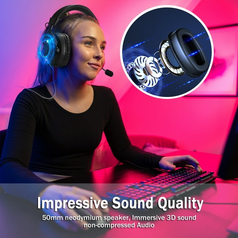 2.4GHz Wireless Gaming Headset for PS5/PS4/PC