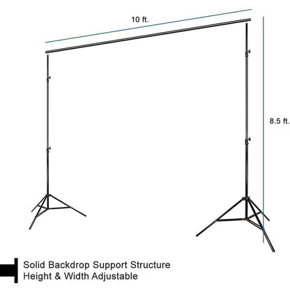 New Large Heavy Duty 10' x 9.8' foot Sturdy Backdrop Stand for Background Screen Height Adjustable