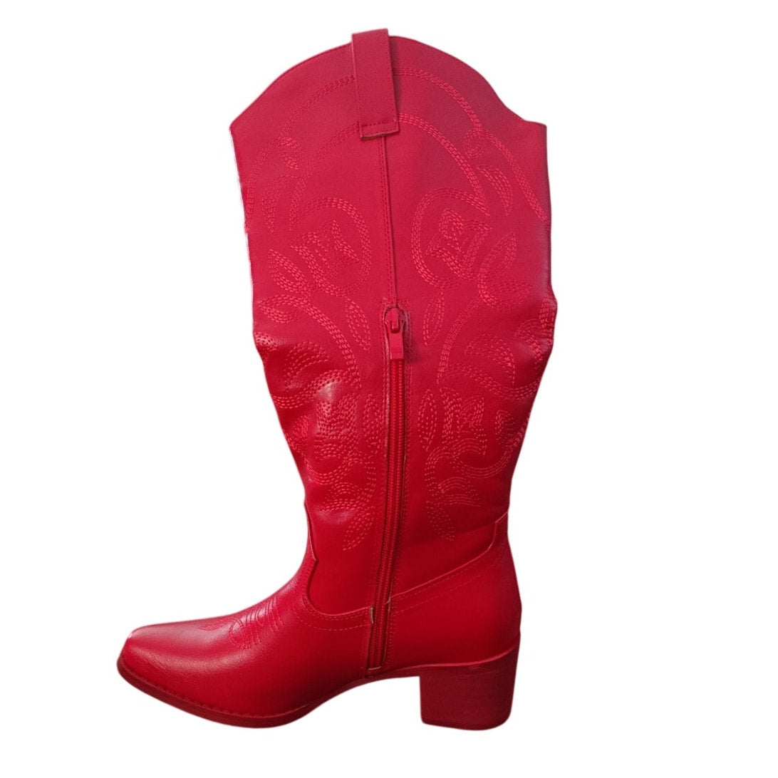 Cowboy Boots Women's Size 5 Mid Calf Red Cowgirl Boots Western Boots