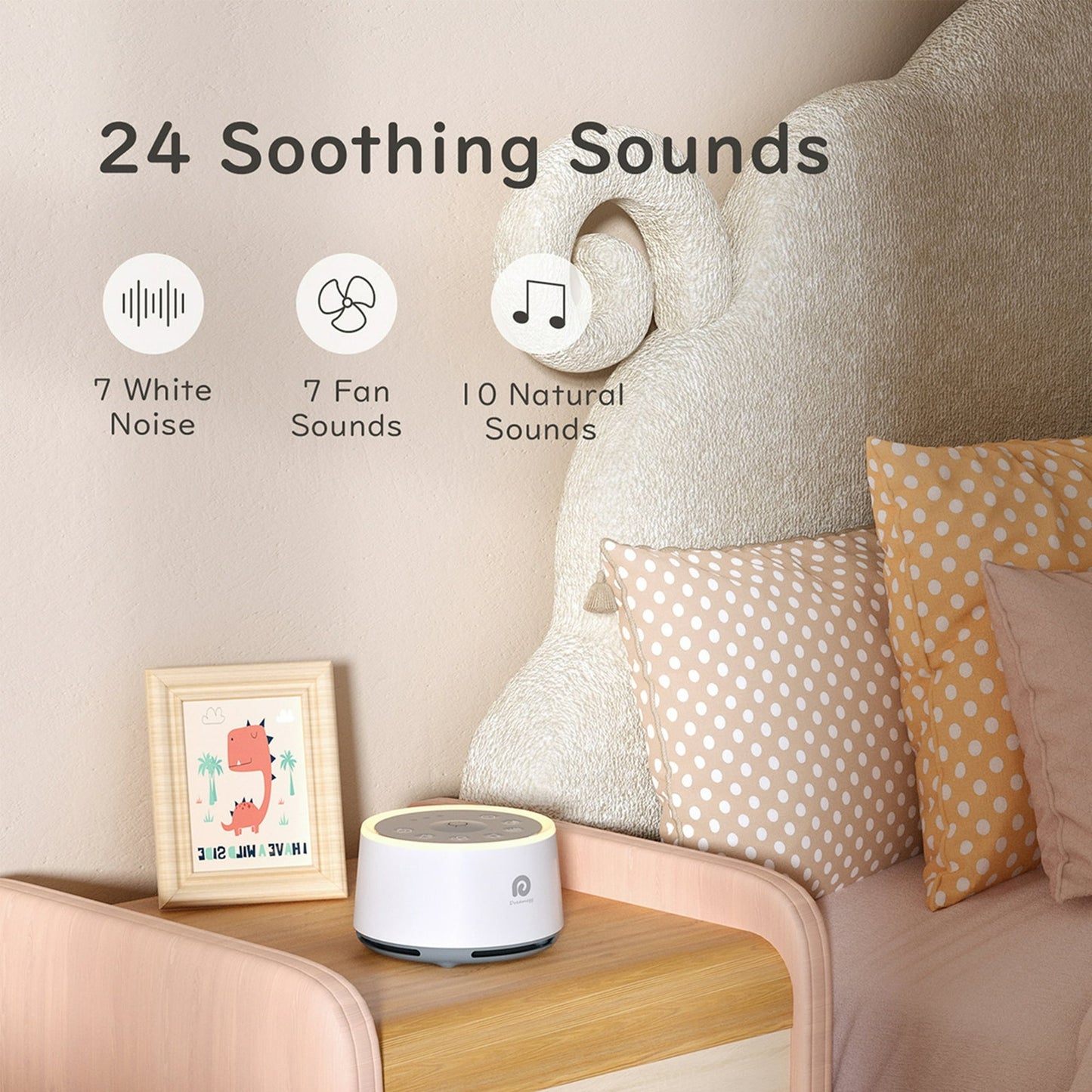 Dreamegg White Noise Sound Machine for Baby & Adult Sleep with Night Light
