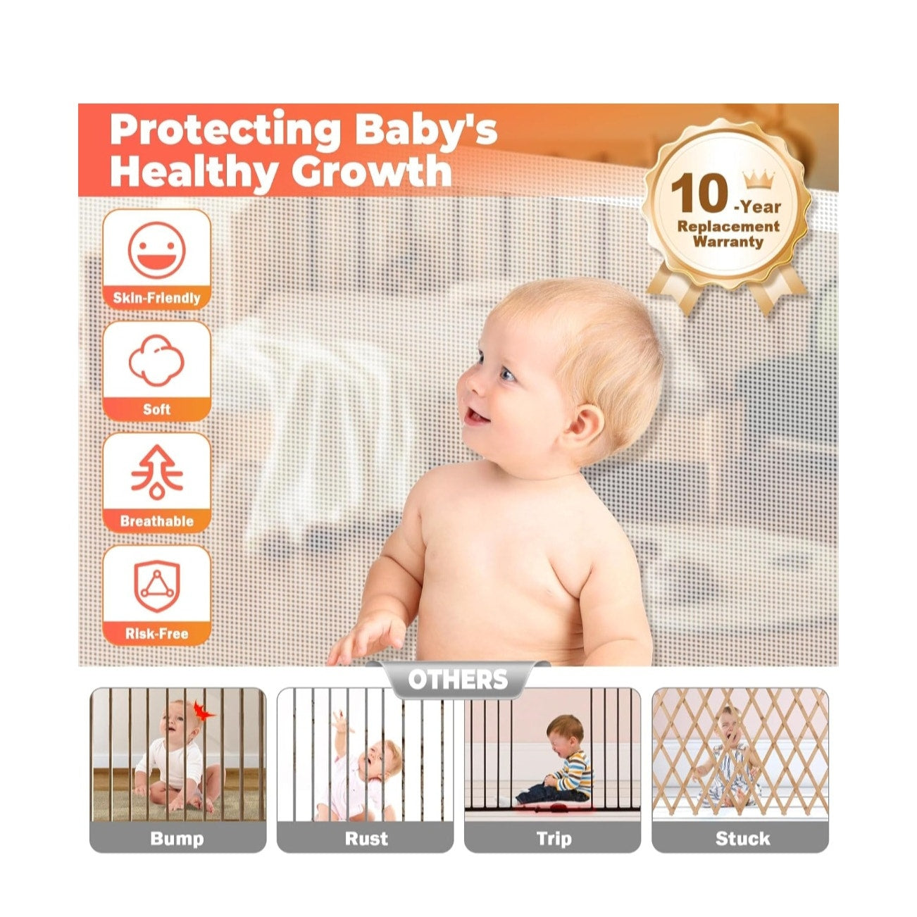 Retractable Baby Gates Dog Gate - 175"