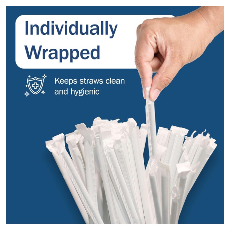 Clear Plastic Straws, Disposable - 400 Bendy Drinking Straws - 7.75"