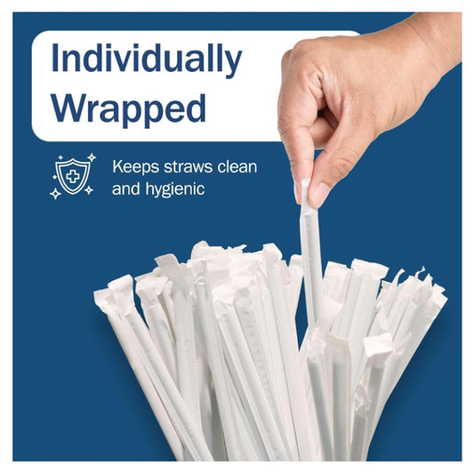 Clear Plastic Straws, Disposable - 400 Bendy Drinking Straws - 7.75"