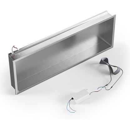 LED Shower Niche 30" X 12" Brushed 304 Stainless Steel Waterproof Recessed Shelf