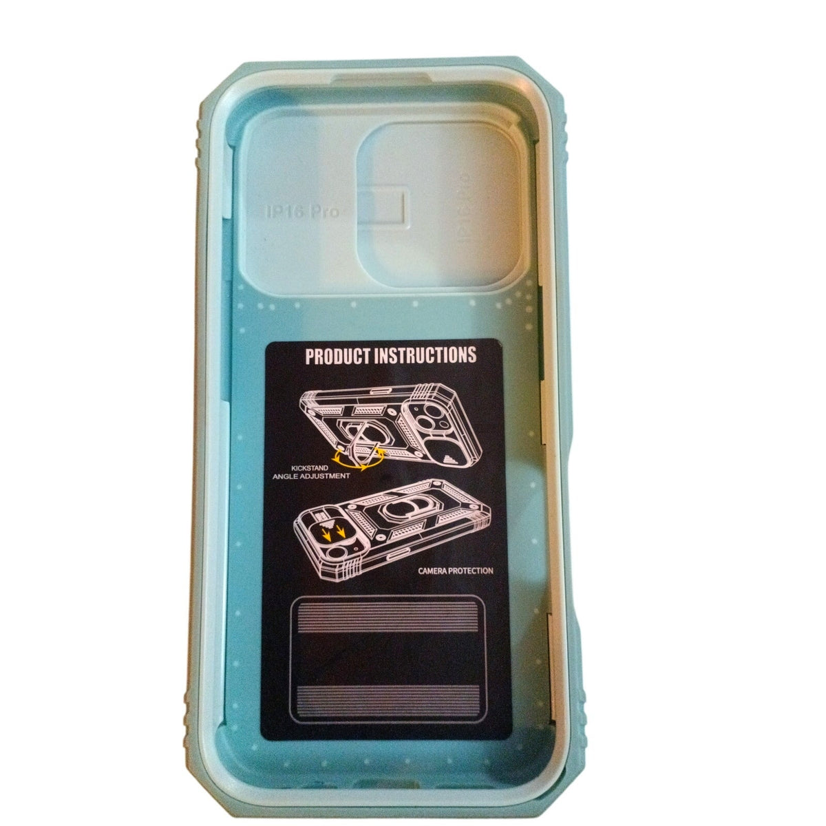 iPhone 16 Pro Kickstand Armor Case with Slide Camera Lens Protection Cover