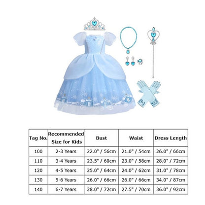 Girls Princess Cinderella Costume Dress Gown Age 5-6 (CN 130)
