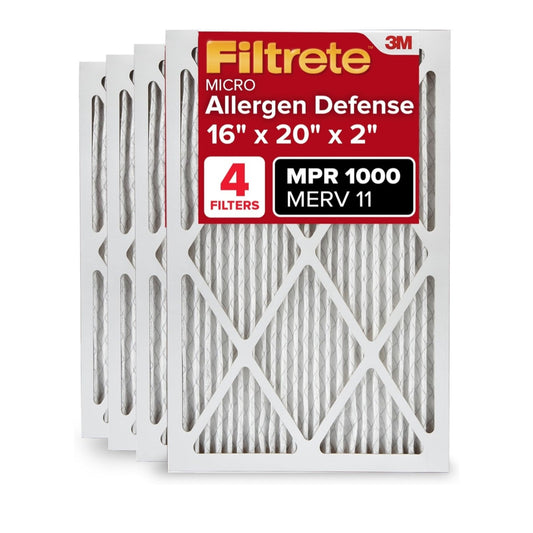 Filtrete 16x20x2 AC Furnace Air Filter MERV 11 MPR 1000 Allergen Defense 4 Pack