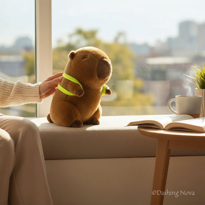 Cuddly Capybara Stuffed Animal with Playful Turtle Backpack