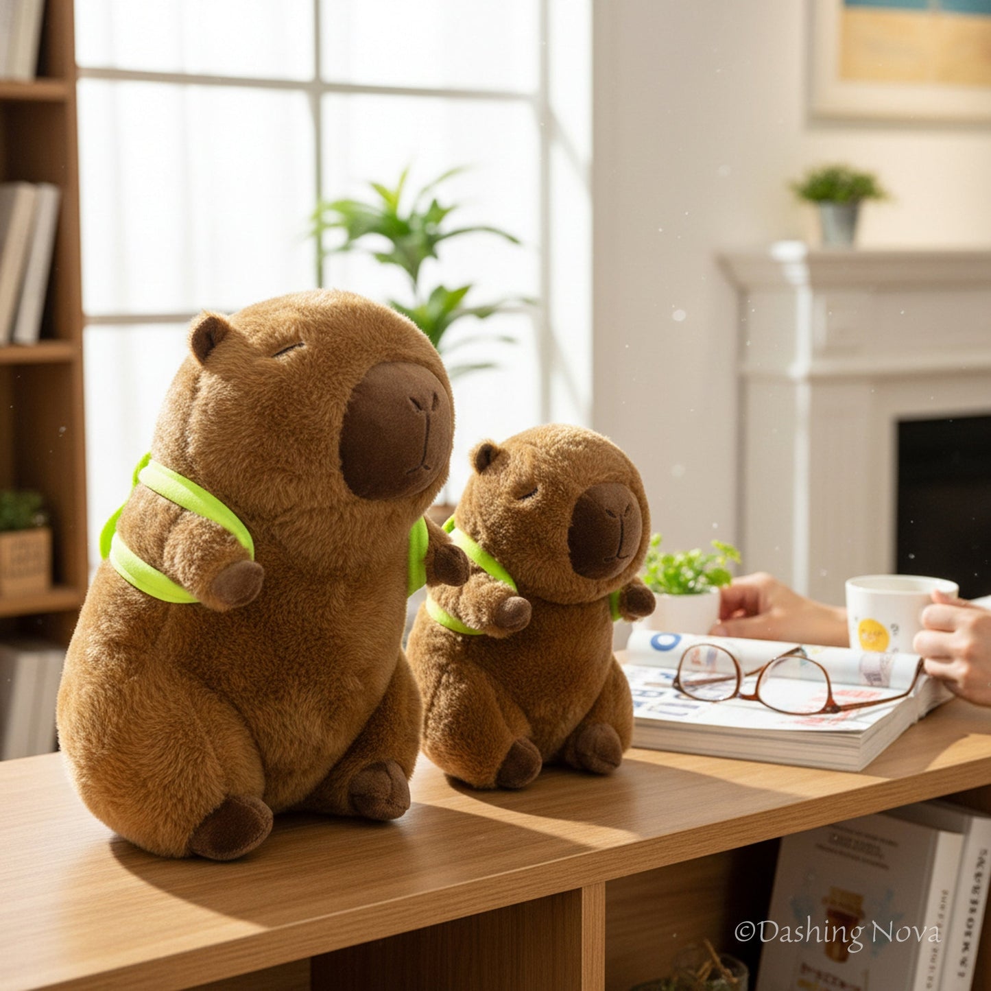 Cuddly Capybara Stuffed Animal with Playful Turtle Backpack