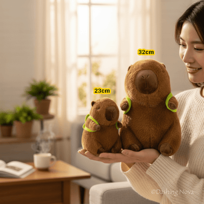 Cuddly Capybara Stuffed Animal with Playful Turtle Backpack