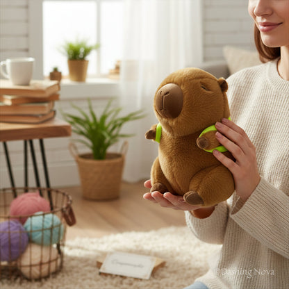 Cuddly Capybara Stuffed Animal with Playful Turtle Backpack