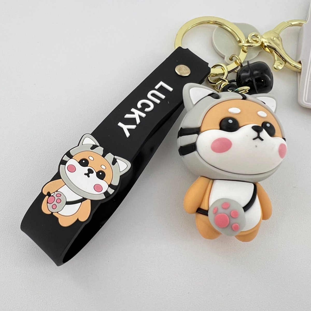 Cute Shiba Inu Keychain with Black Cat Design for Women