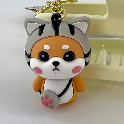 Cute Shiba Inu Keychain with Black Cat Design for Women